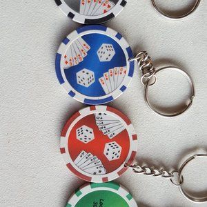NEW - 4 poker chip keyrings